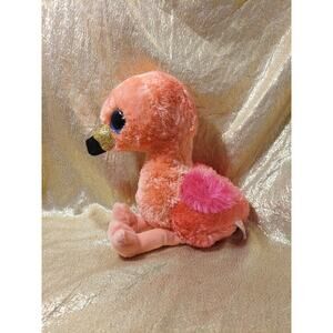 2017 Ty Silk Plush Beanie Baby Boo's 13.5" Pink Flamingo GILDA Bird Sequins